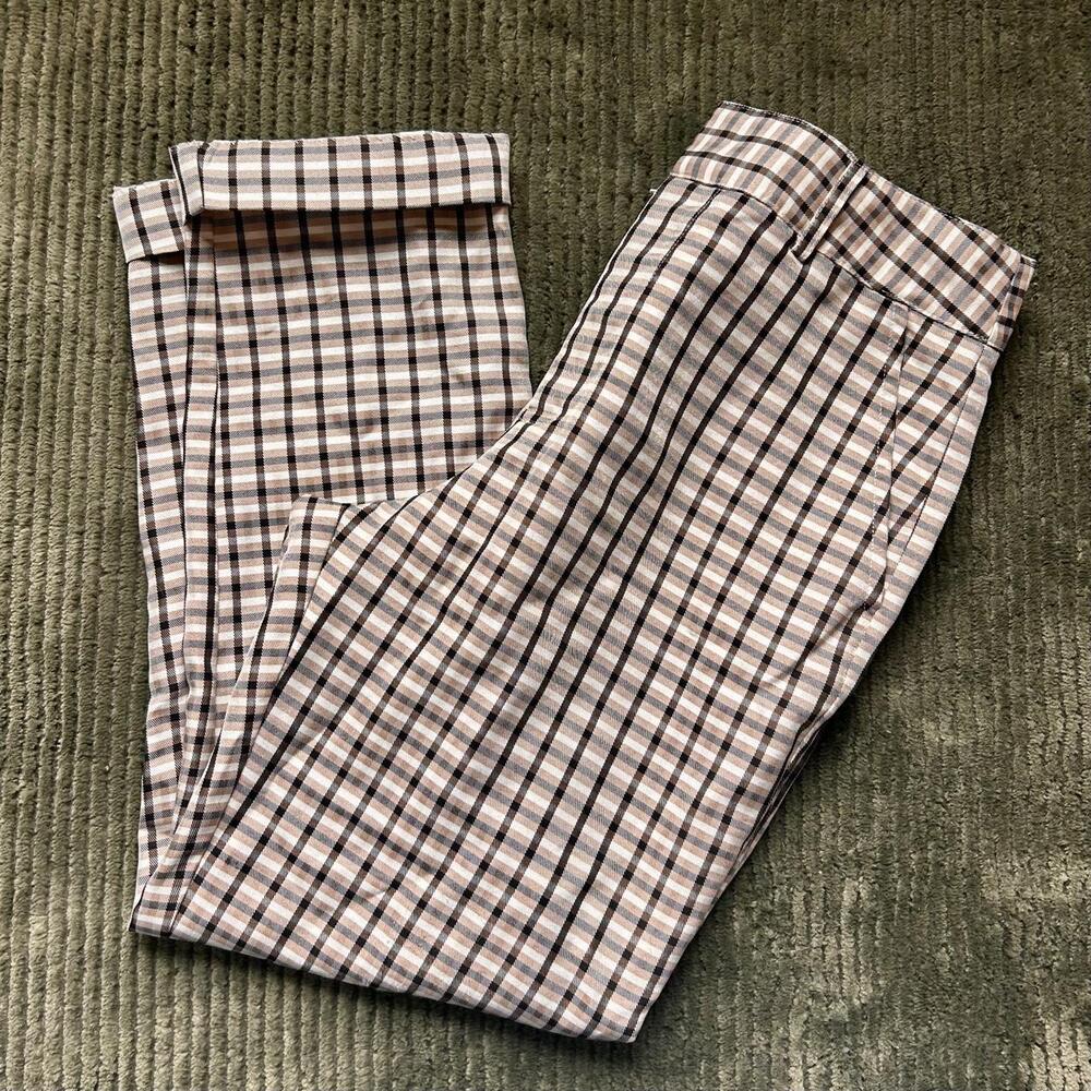Express x Negin Mirsalehi Black & Beige Plaid Pants — Size 4